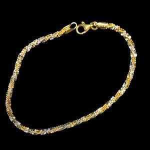 Gold Over Sterling Silver P.Lux Solid Bracelet/Anklet 7"‎ Made in Italy New